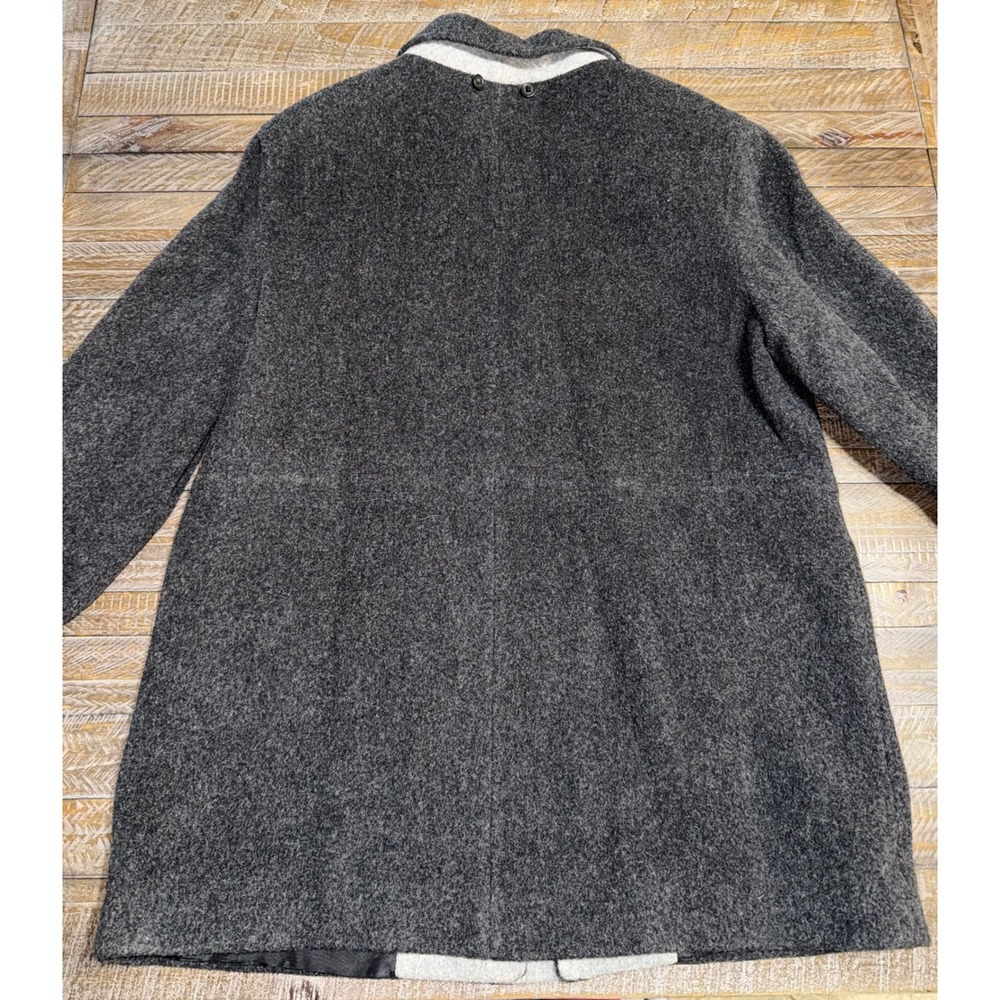 Anne Klein Car Coat Mens L Charcoal Grey Wool Blend Zip Button Jacket Preloved - Picture 3 of 13